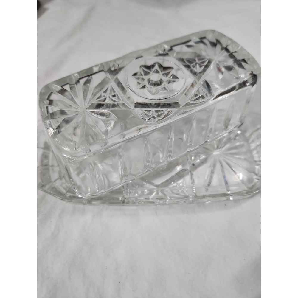 Vintage Anchor Hocking Star Of David Butter Dish
